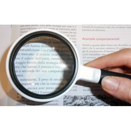 Lente 6X in vetro diametro 65 mm con impugnatura da lettura