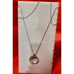 lente in vetro su collana in acciaio